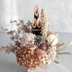 お正月 門松アレンジ シャビーシック 大人可愛い アーティフィシャルフラワー 玄関飾り 11枚目の画像