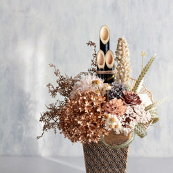 お正月 門松アレンジ シャビーシック 大人可愛い アーティフィシャルフラワー 玄関飾り 15枚目の画像