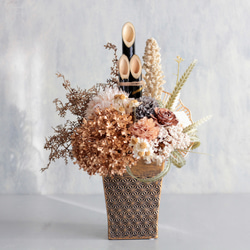 お正月 門松アレンジ シャビーシック 大人可愛い アーティフィシャルフラワー 玄関飾り 14枚目の画像