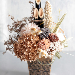 お正月 門松アレンジ シャビーシック 大人可愛い アーティフィシャルフラワー 玄関飾り 13枚目の画像