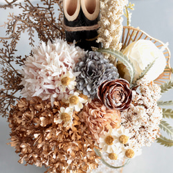 お正月 門松アレンジ シャビーシック 大人可愛い アーティフィシャルフラワー 玄関飾り 9枚目の画像