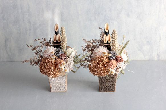 お正月 門松アレンジ シャビーシック 大人可愛い アーティフィシャルフラワー 玄関飾り 19枚目の画像