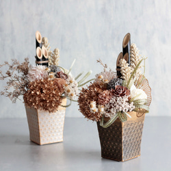 お正月 門松アレンジ シャビーシック 大人可愛い アーティフィシャルフラワー 玄関飾り 5枚目の画像