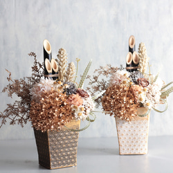 お正月 門松アレンジ シャビーシック 大人可愛い アーティフィシャルフラワー 玄関飾り 2枚目の画像