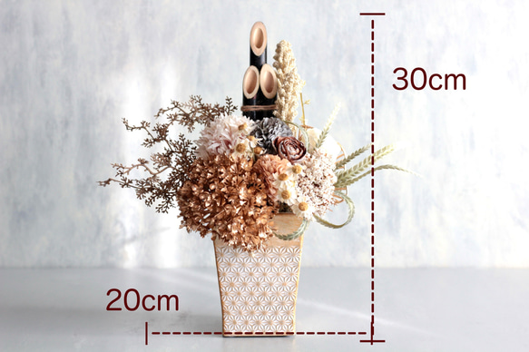 お正月 門松アレンジ シャビーシック 大人可愛い アーティフィシャルフラワー 玄関飾り 7枚目の画像