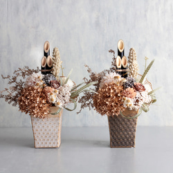 お正月 門松アレンジ シャビーシック 大人可愛い アーティフィシャルフラワー 玄関飾り 4枚目の画像