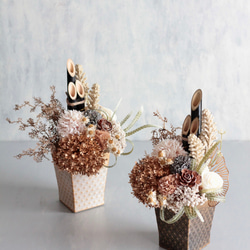 お正月 門松アレンジ シャビーシック 大人可愛い アーティフィシャルフラワー 玄関飾り 20枚目の画像