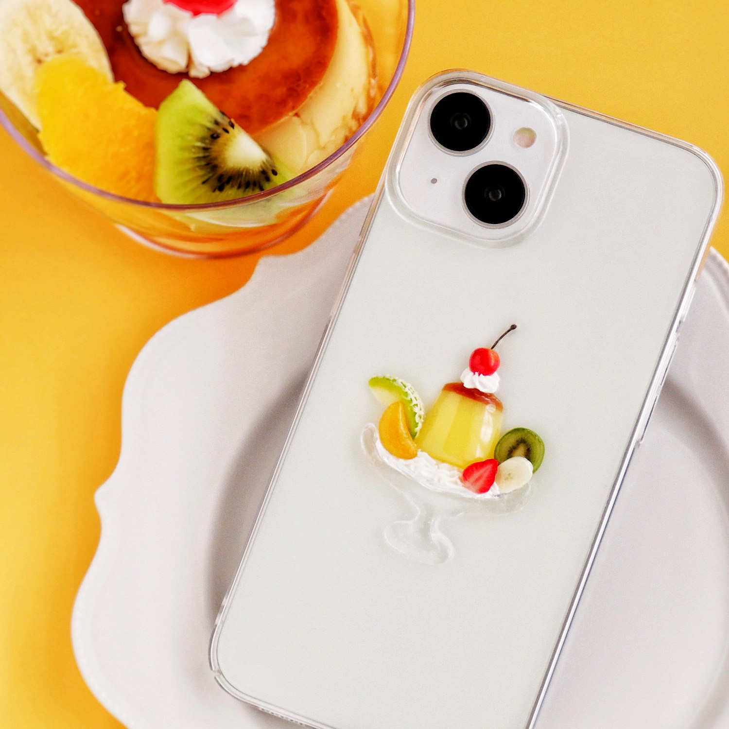 【全機種対応】 プリンアラモード iPhoneケース プリン レトロ 喫茶店 クリアスマホケース iPhone17