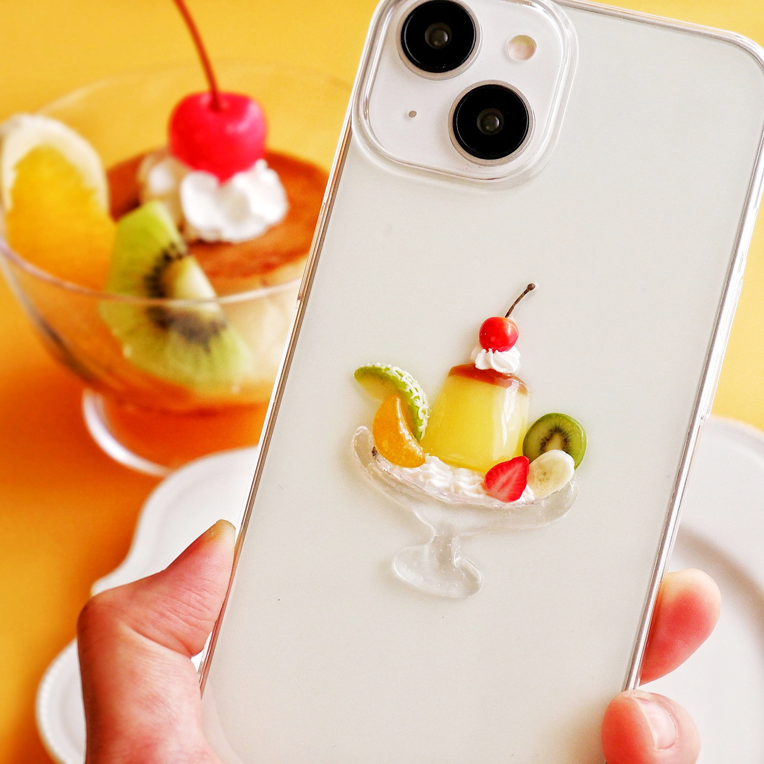 【全機種対応】 プリンアラモード iPhoneケース プリン レトロ 喫茶店 クリアスマホケース iPhone17