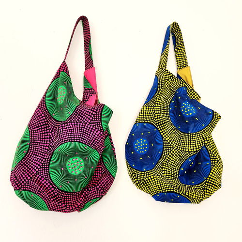 アフリカ布で作ったしずく型ワンショルダーバッグ ショルダーバッグ  