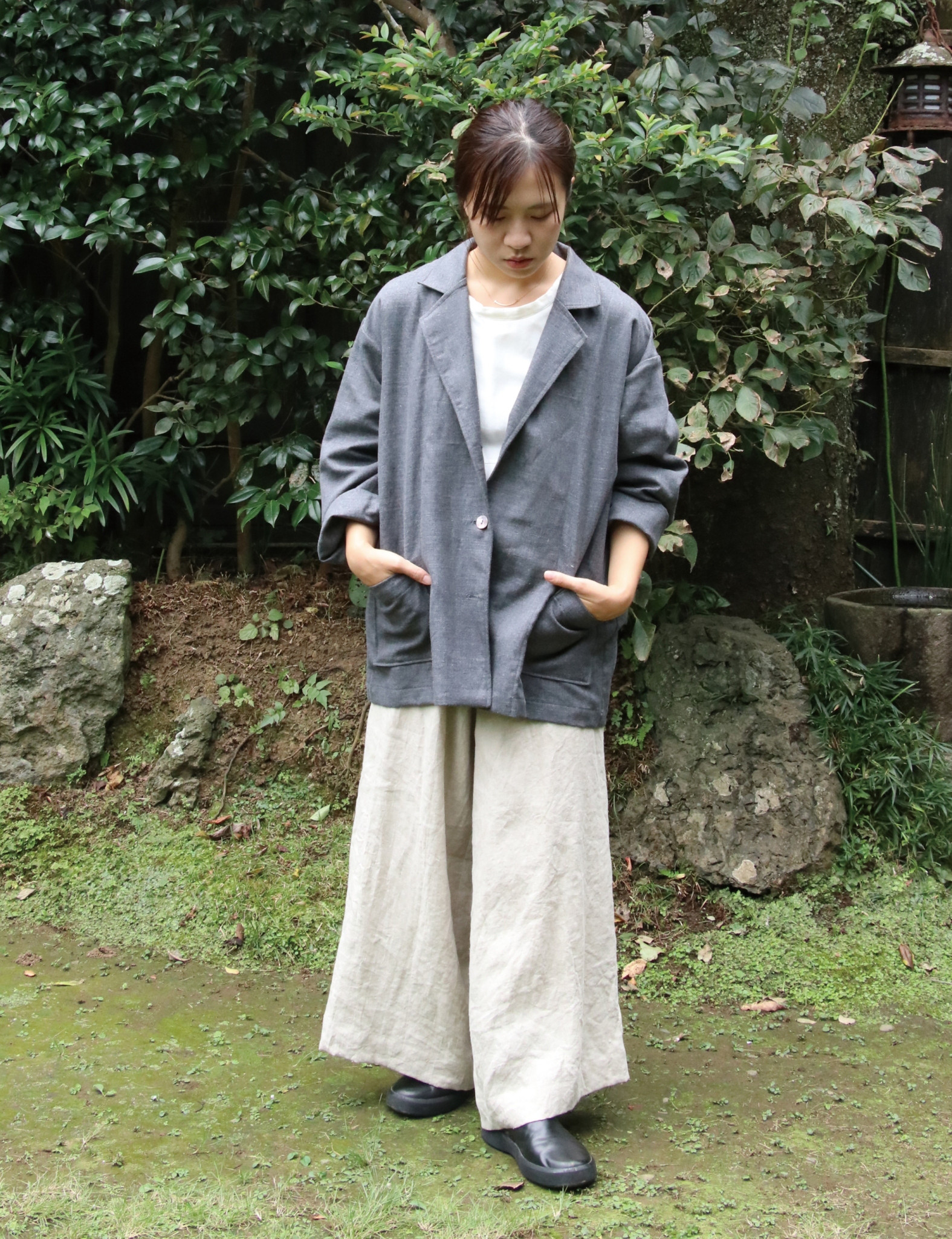 コットンリネンツィードのライトジャケット