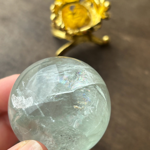 フローライトスフィア♡♡虹♡台座セットNo.10021 超美石】【虹入り】