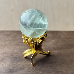 フローライトスフィア♡♡虹♡台座セットNo.10021 虹入り☆ライトグリーン