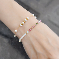 願いを叶う ウォーターオパール カラフルトルマリンのブレスレット 10月誕生石　細め 11枚目の画像