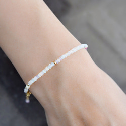 願いを叶う ウォーターオパール カラフルトルマリンのブレスレット 10月誕生石　細め 10枚目の画像