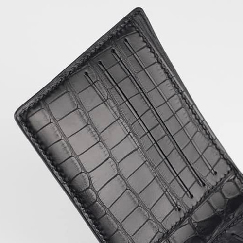 ワニ革手縫ウォレット ワニ革手縫ウォレット 手縫い革財布 ハンドメイド クロコダイル