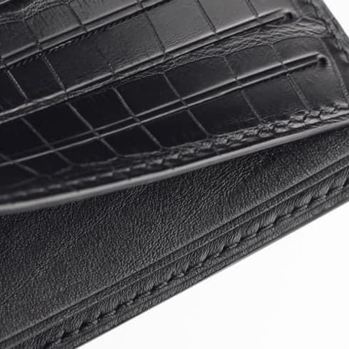 ワニ革手縫ウォレット ワニ革手縫ウォレット 手縫い革財布 ハンドメイド クロコダイル
