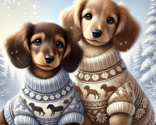 オリジナル 生地 ブロックデザイン パネル生地 犬 犬柄 ミニチュア