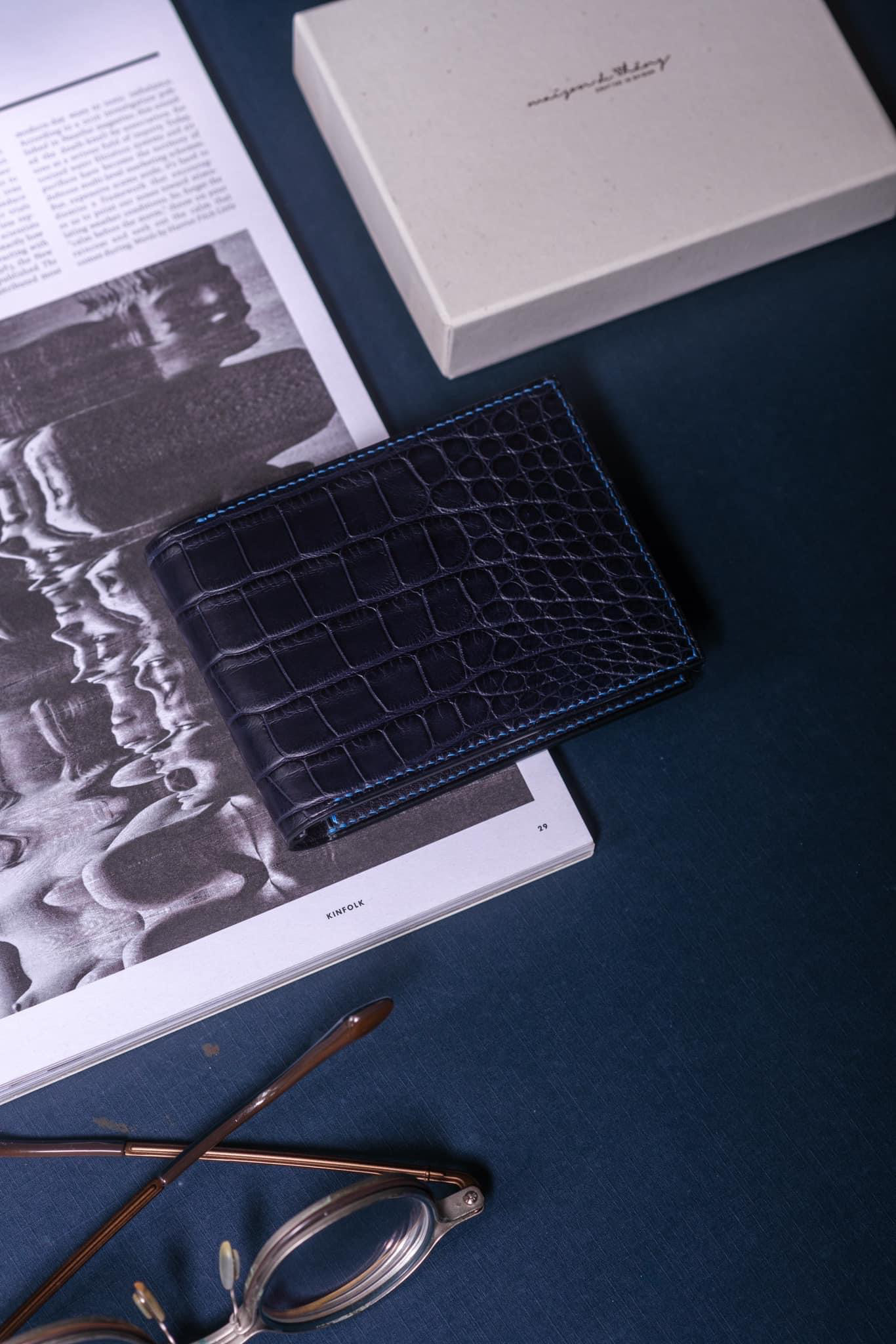 高級ワニ革のマネークリップ手縫いマネークリップ