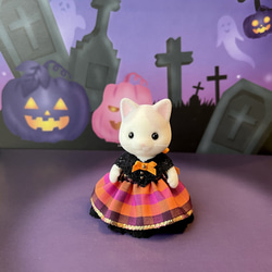 ハンドメイド＊シルバニア＊ハロウィンドレス(オレンジピンク)＊女の子