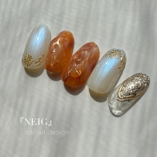 秋ネイル ブライダルネイル ミラーネイル ニュアンスネイル お呼ばれ