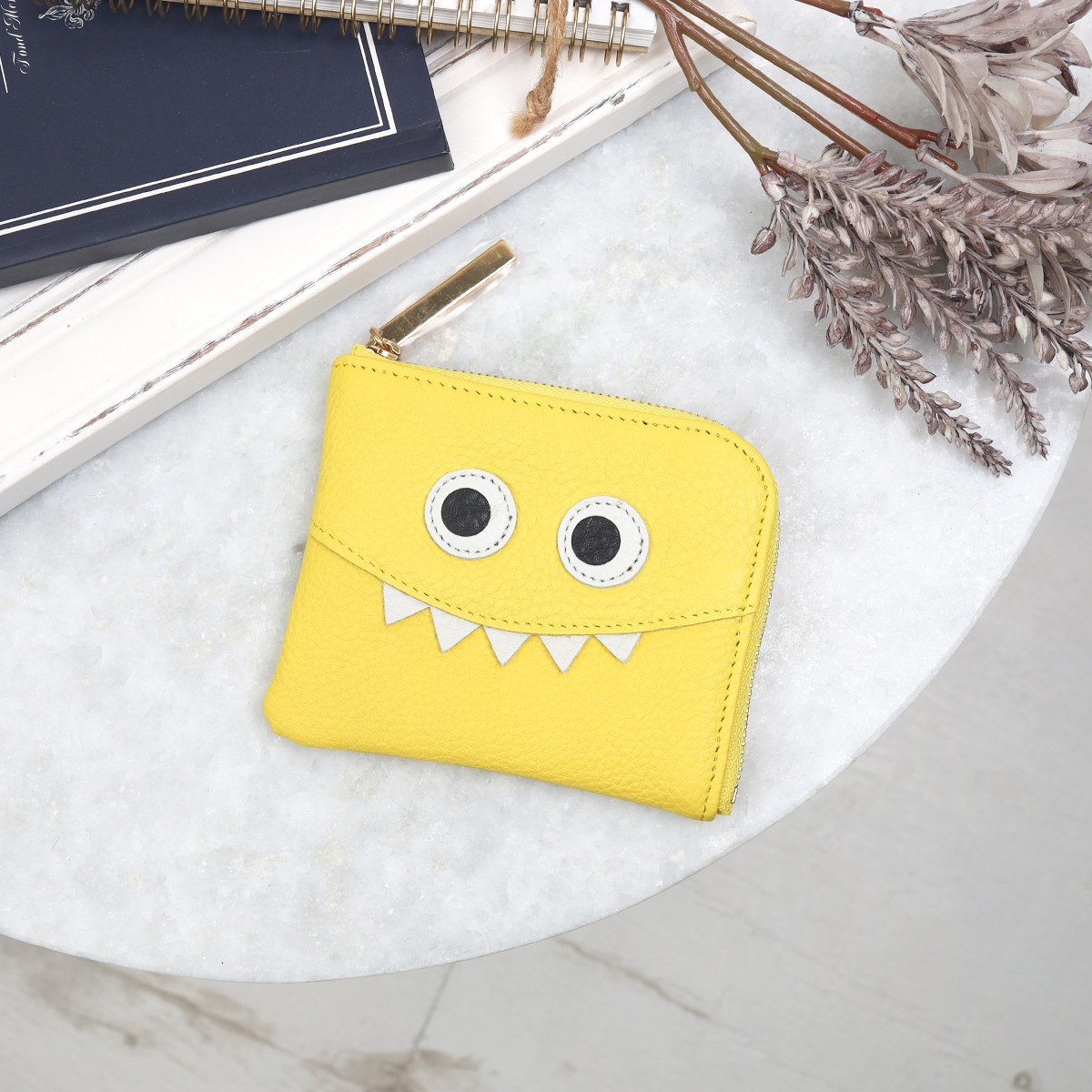 【レモン】高級感のある薄くて軽い/思わず誰かに見せたくなるモンスターコンパクトミニL字財布/コンパクト財布