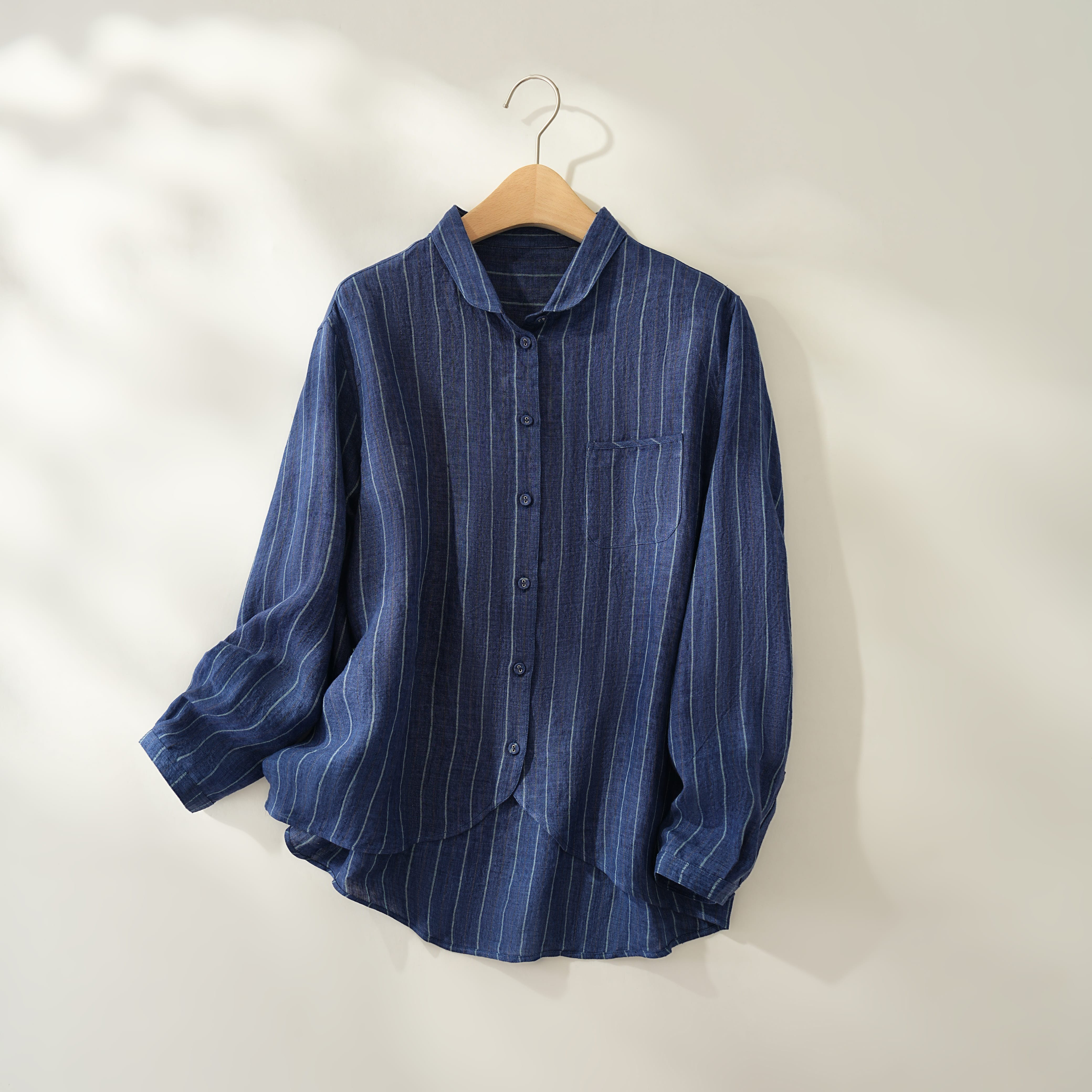 美品　ドゥーズィエムクラス　リネン長袖シャツ　麻100%　ブルー　36 DEUXIEME CLASSE（シャツ/ブラウス(長袖/七分)）のフリマ