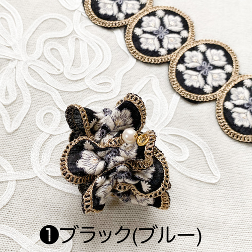 ワンショット シュシュ♥︎パールムールシュシュ(ブラック・水色 