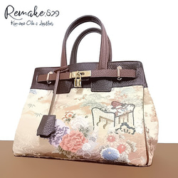 ゆ*う様 着物帯と本革のリメイクバッグ◆20サイズ◆remake.829 日本職 ゆ*う様 着物帯と本革のリメイクバッグ◇20サイズ◇