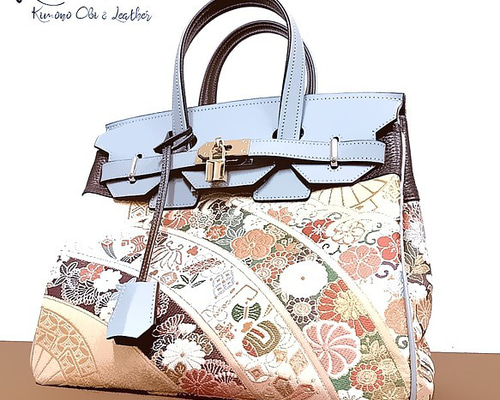 SOLD◇30サイズ#85◇着物帯と本革のリメイクバッグ◇remake.829 日本職