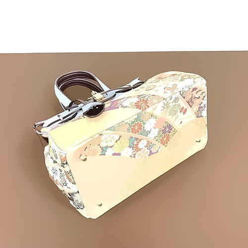 SOLD◇30サイズ#85◇着物帯と本革のリメイクバッグ◇remake.829 日本職