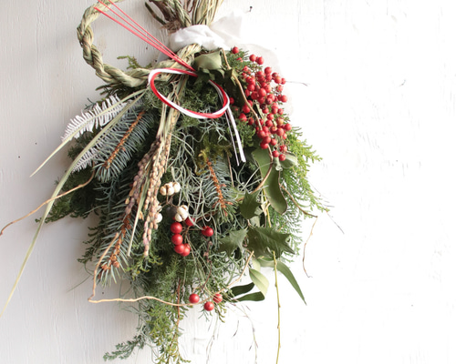 色鮮やかなプロモサムとケイトウのクリスマス&お正月しめ縄 4e4ddda57336520f7c07bd98e27612