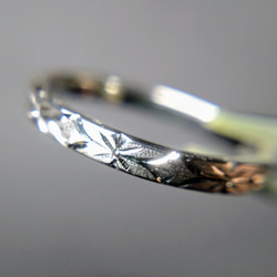 勿忘草 SV９２５ ｋ１８ 手彫り リング 金属アレルギー対応 花 彫金 3枚目の画像