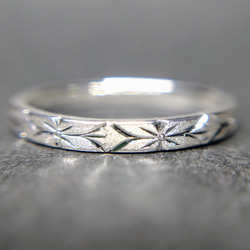 勿忘草 SV９２５ ｋ１８ 手彫り リング 金属アレルギー対応 花 彫金 5枚目の画像