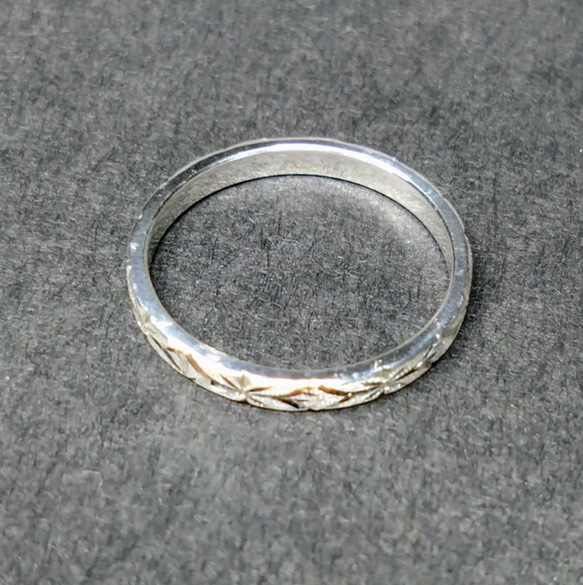 勿忘草 SV９２５ ｋ１８ 手彫り リング 金属アレルギー対応 花 彫金 6枚目の画像