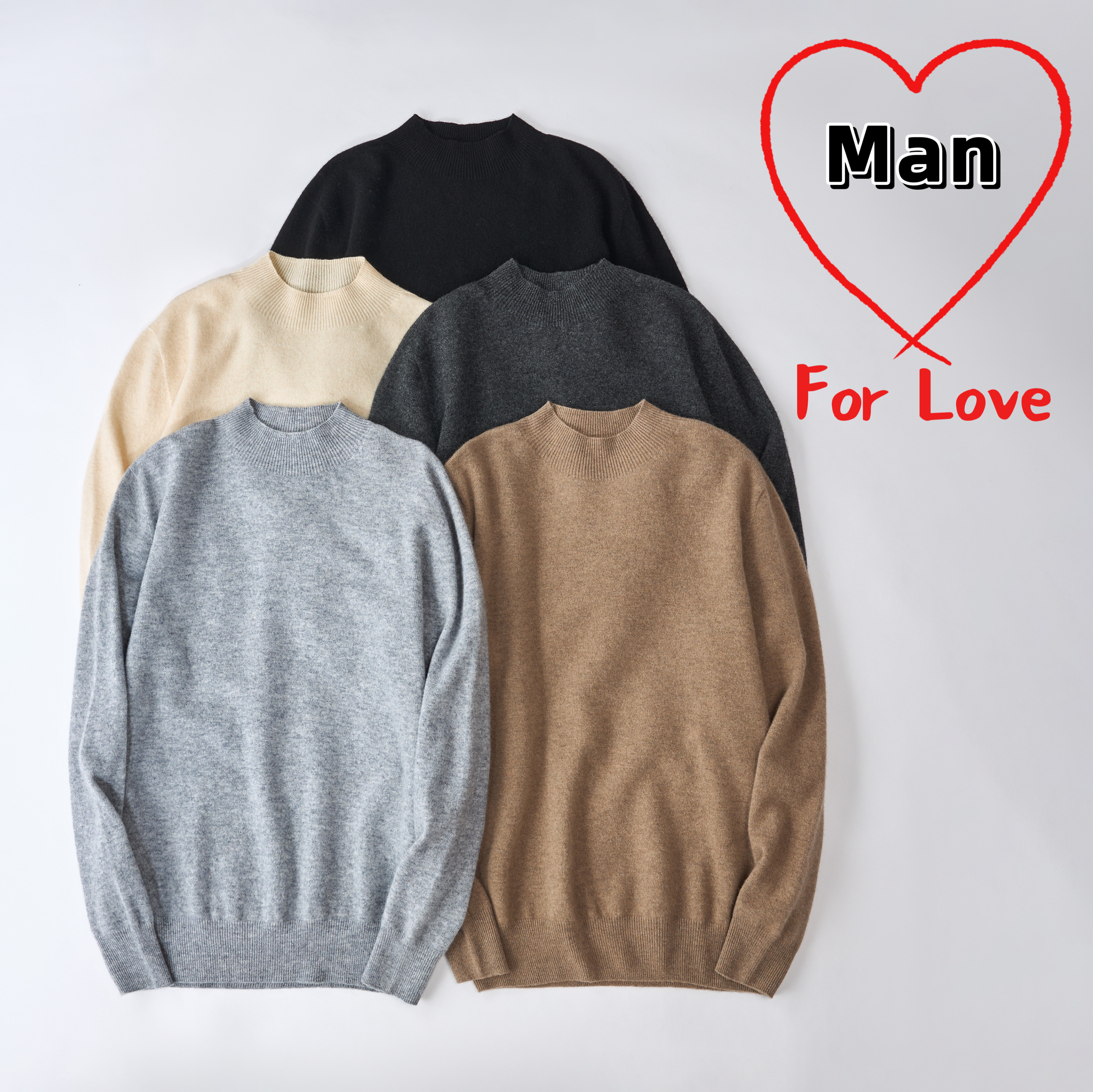 【メンズ 無縫製❤カシミヤ100%】ハーフハイネックセーター│ゆったり│T-3ZH-MEN