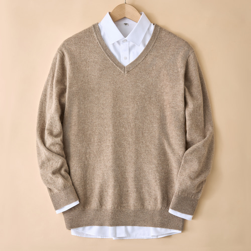 メンズ無縫製❤カシミヤ100%】Vネックセーター│重ね着コーデ メンズ無縫製❤カシミヤ100%】Vネックセーター│重ね着コーデ