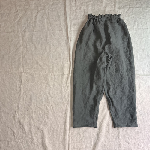 リネンのもんぺ　グレー リネンの少しゆったりもんぺ ねずみ色 ロングパンツ nuuMonpe 通販