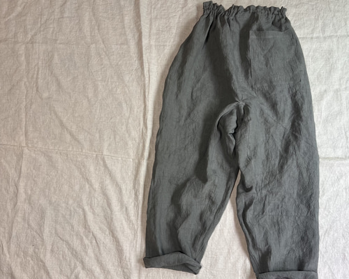 リネンの少しゆったりもんぺ ねずみ色 ロングパンツ nuuMonpe 通販