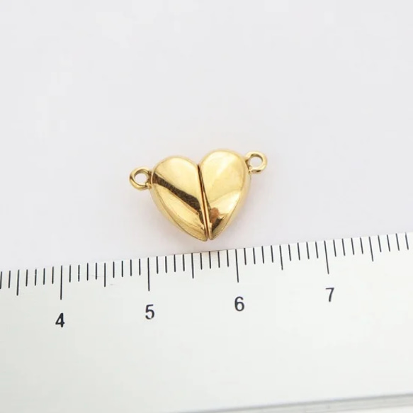 316L サージカルステンレス 12mm マグネット Heart クラスプ 留め具 1ペア ◎ゴールド 4枚目の画像