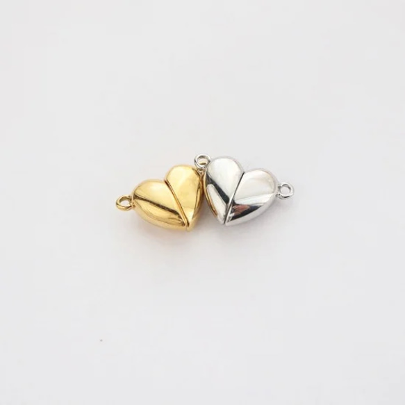 316L サージカルステンレス 12mm マグネット Heart クラスプ 留め具 1ペア ◎ステンレス無垢 1枚目の画像