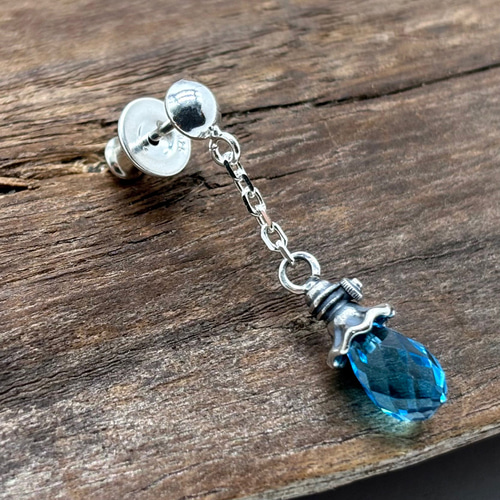 ランプ メンズ ドロップピアス 青/シルバー925 片耳/セカンド ランプ メンズ ドロップピアス 青/シルバー925 片耳/セカンド