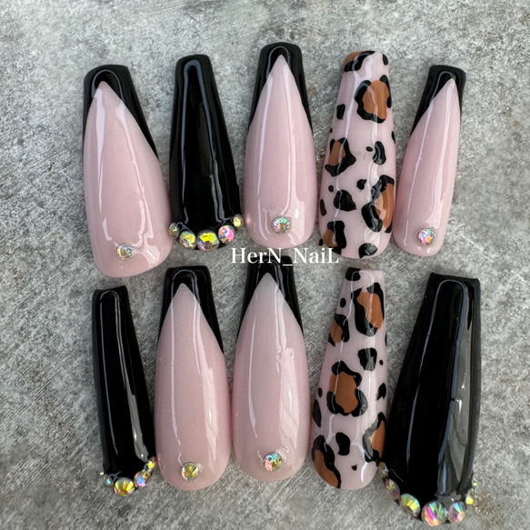 ネイルチップ　ヒョウ柄ネイル　アクセサリーネイル　リングネイル 08927daacac8e0c00ff6084a915482