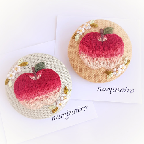 大人可愛い♡りんごの刺繍ブローチ ブローチ Small pleasure