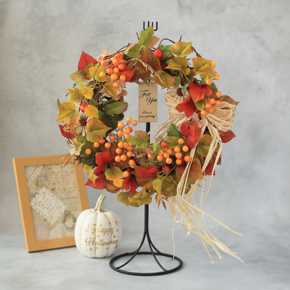 スモークツリーリースドライフラワーリース秋リースオータムリース冬リース