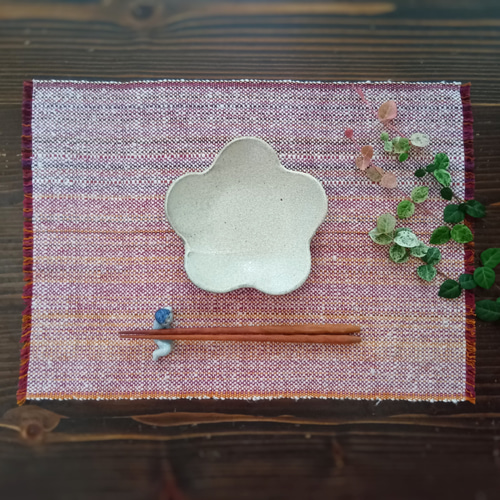 手織り＊ほっこりカラーのランチョンマット＊プレイスマット＊ガラ紡糸