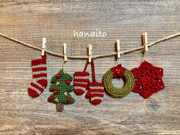 クリスマスガーランド　50㎝ 送料無料】ちいさなクリスマスガーランド✿red ガーランド hanaito