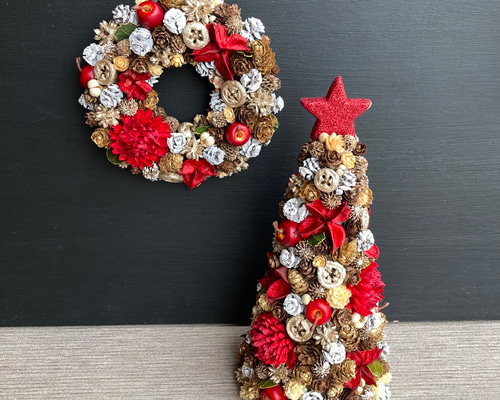 クリスマスリース　三日月リース　冬リース　お正月リース　クリスマスツリー クリスマスリース三日月リース冬リースお正月リースクリスマスツリー