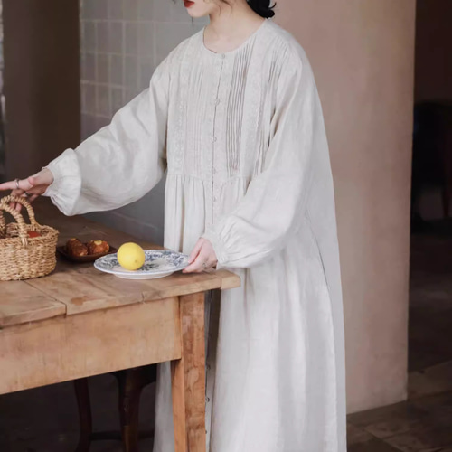 ハンドメイド作家さん　リネンワンピース linen ファッション ハンドメイド 作家様 リネンワンピース