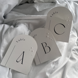 エンボス紙 シンプル テーブルナンバー パール 結婚式 クリップ付き